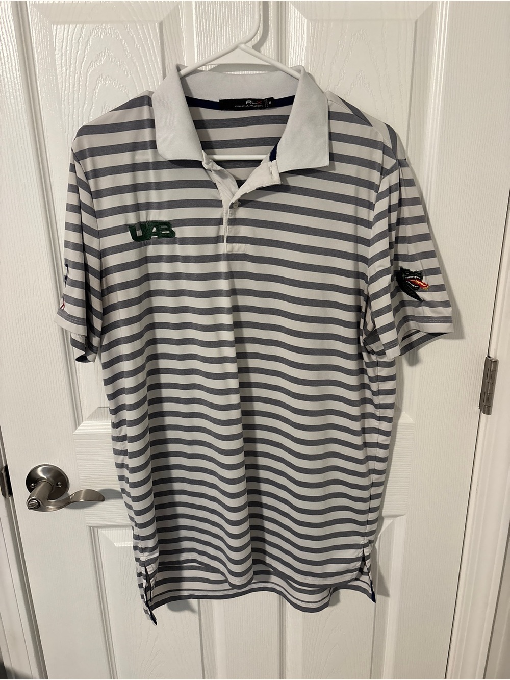 UA Striped Polo Shirt - White & Gray